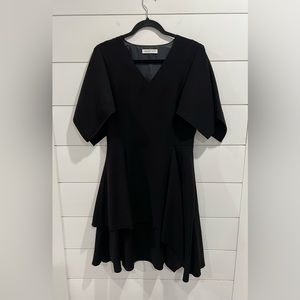 ADEAM black crepe flutter sleeve dress